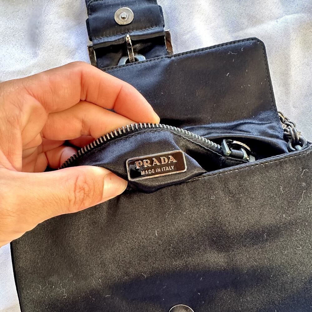Prada Black Satin Chain Strap Small Handbag - Picture 6 of 10